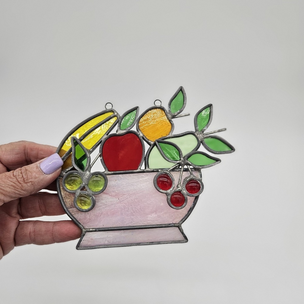 Vintage Fruit Bowl Suncatcher Cottagecore Adorable Decor